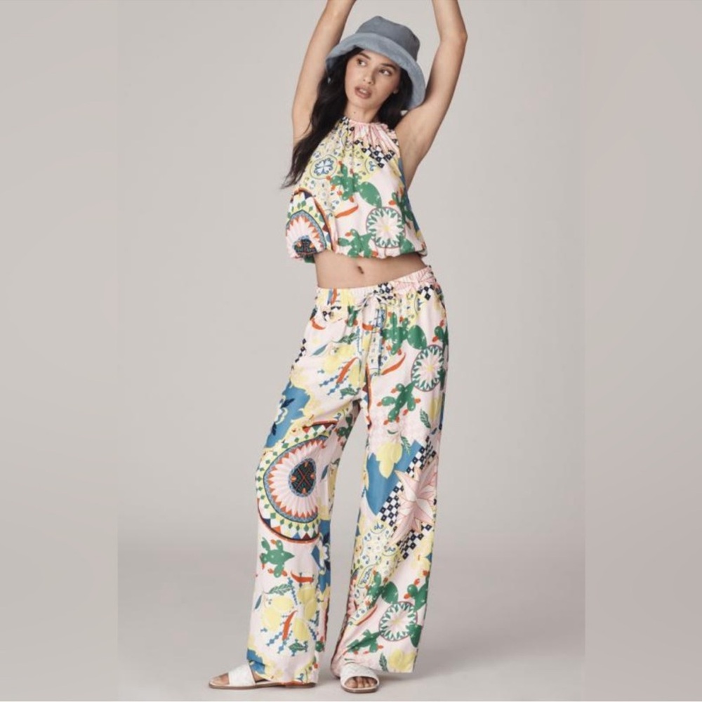 NWT Anthropologie Maeve Straight-leg Pull-on silk pants